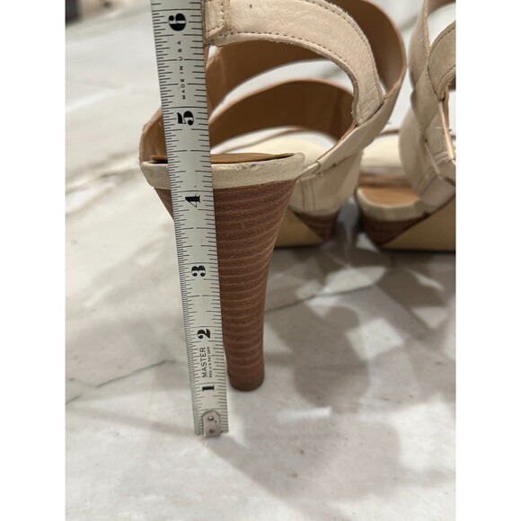 Franco Sarto Womens SZ 8 Ivory Nubuck Leather Mulan Strappy Heel Sandals Shoes - Picture 8 of 9